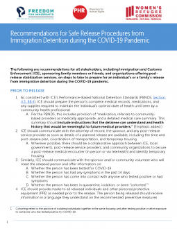 Recommendations for safe release procedures from immigration detention during the COVID-19 pandemic