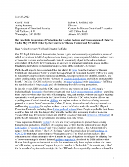 Group letter on the suspension of humanitarian protections at the US-Mexico border