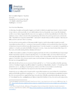 Letter Advocating for Protections for Victims of the San Antonio Tragedy Cover Image
