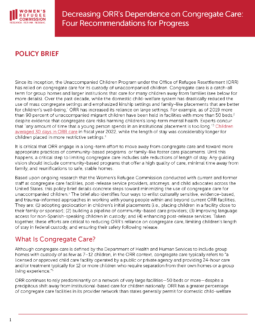 Decreasing ORR Dependence on Congregate Care Cover Image