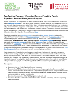 Too Fast for Fairness: "Expedited Removal" and the Family Expedited Removal Management Program