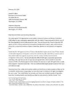 Letter urging Biden administration to refuse to support the Texas Operation Lone Star cover image