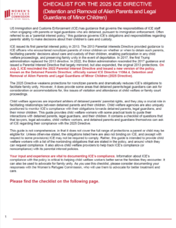 Cover page of checklist