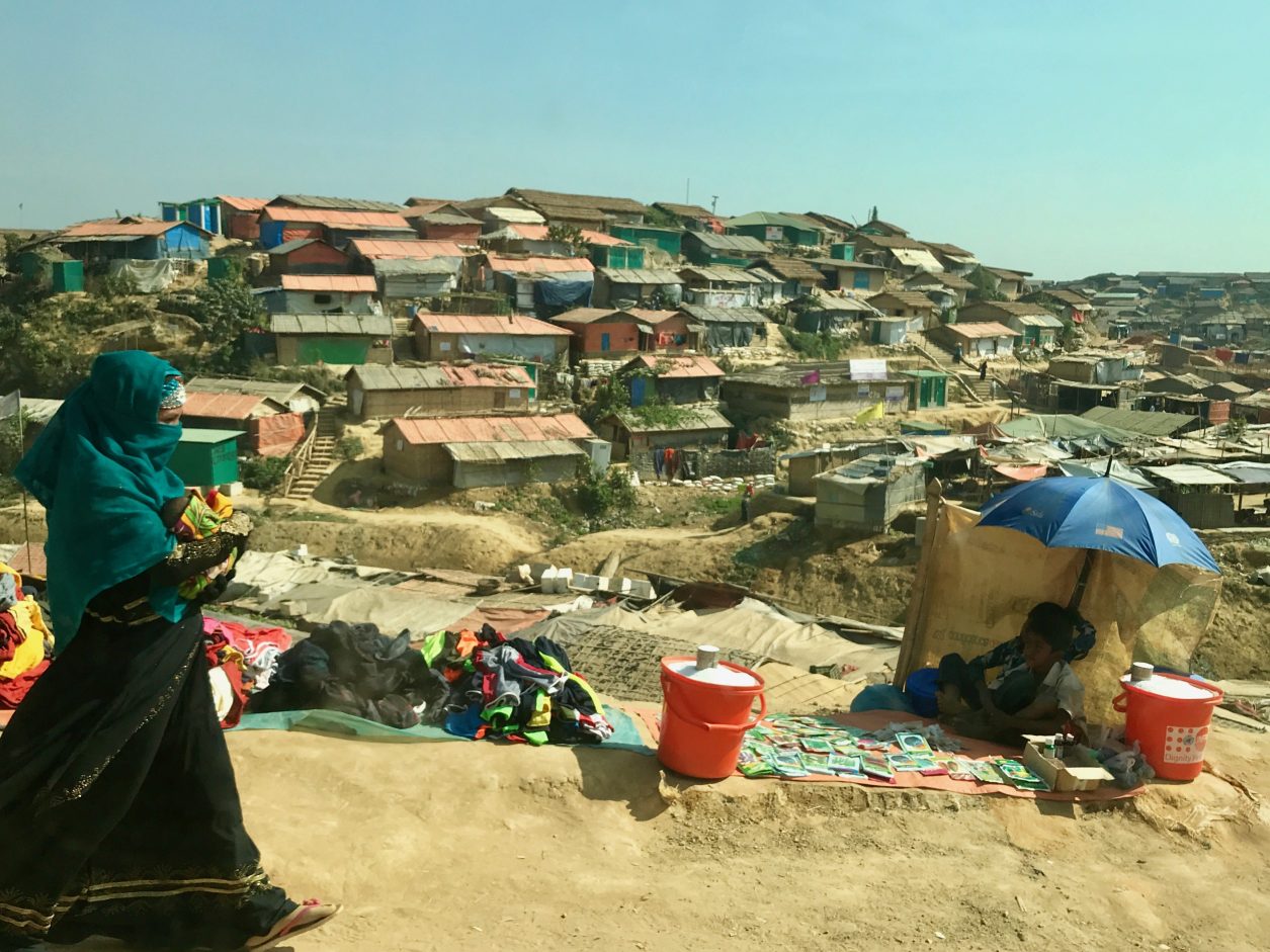 A woman walks in the refugee camp in Cox's Bazar, Bangladesh.