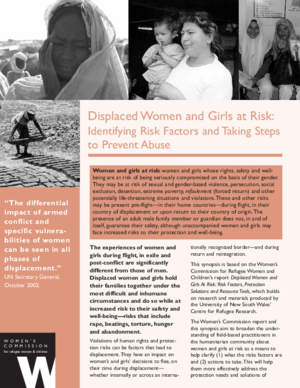 Displaced Women and Girls at Risk: Identifying Risk Factors and Taking ...