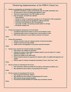 Monitoring Implementation of the MISP: A Check List | Women's Refugee ...