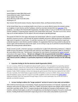 Letter to US Leadership on COVID-19-related aid to Latin America and the Caribbean