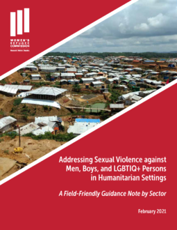 Addressing Sexual Violence against Men, Boys, and LGBTQI+ Persons in Humanitarian Settings Guidance Note Cover Image
