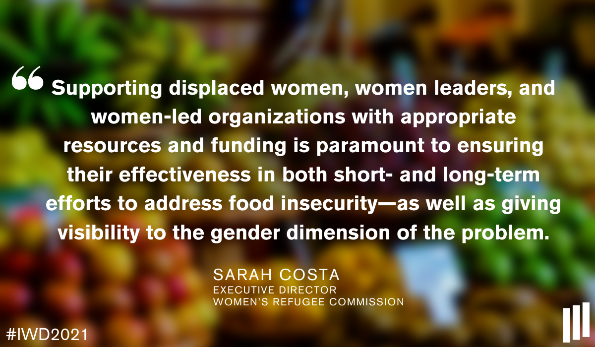 Quote from Sarah Costa on food insecurity and gender