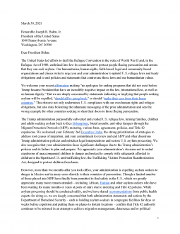 NGO Letter to President Joe Biden on Asylum Cover Image