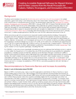 Creating Accessible Regional Pathways for Migrant Women and Families Policy Brief Cover Image