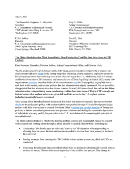Letter to Biden to Stop Conducting CFIs Cover Image