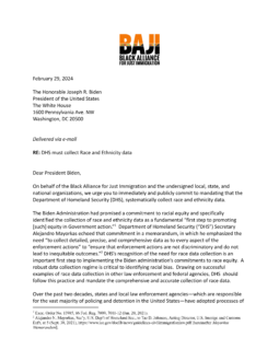 Women's Refugee Commission and 180+ Other Organizations Urge the Biden Administration to commit to Mandating that DHS Systematically Collect Race and Ethnicity Data