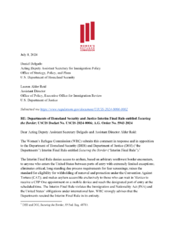 WRC's comment on Securing the Border