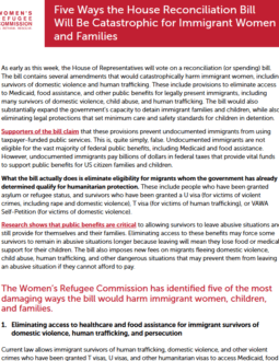 Five Ways the House Reconciliation Bill Will Be Catastrophic for Immigrant Women and Families