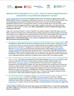 Immigration Enforcement at All Costs: How the Trump Administration is Endangering Unaccompanied Immigrant Children