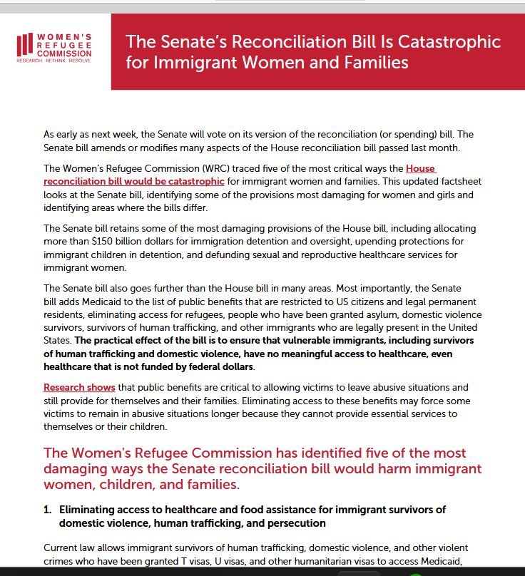 The Senate’s Reconciliation Bill Is Catastrophic for Immigrant Women and Families