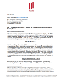 WRC Files FOIA Request to Uncover Treatment of Pregnant Women in ICE Detention