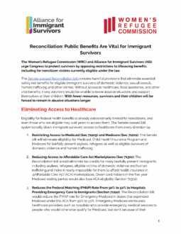 Reconciliation: How Eliminating Public Benefits Harms Immigrant Survivors of Domestic Violence, Sexual Assault, and Human Trafficking