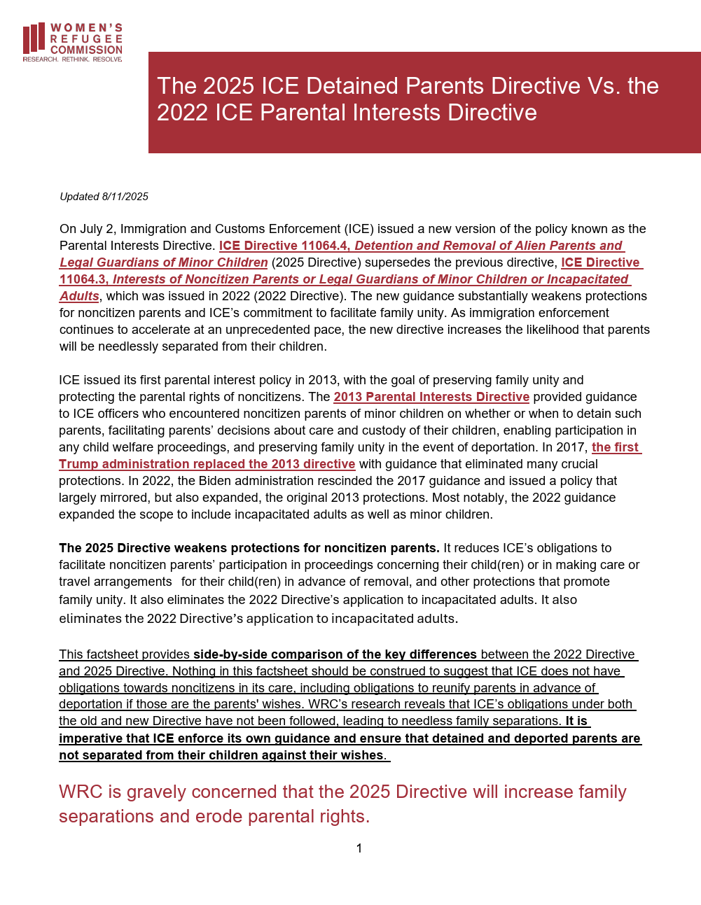 The 2025 ICE Detained Parents Directive Vs. the 2022 ICE Parental Interests Directive