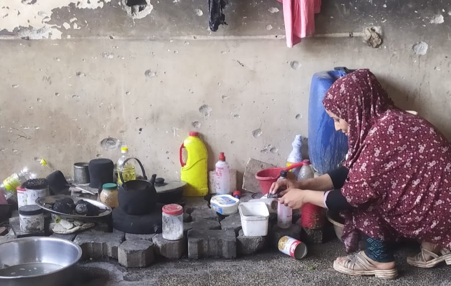 a woman washes dishes