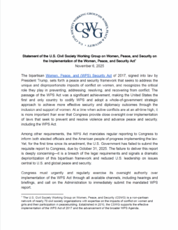 CSWG Statement on WPS Act Reporting Deadline