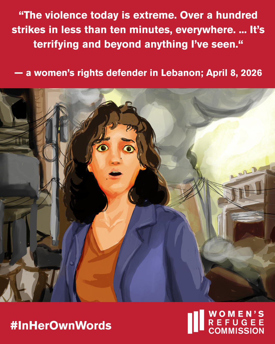 graphic image of scared woman with pull quote